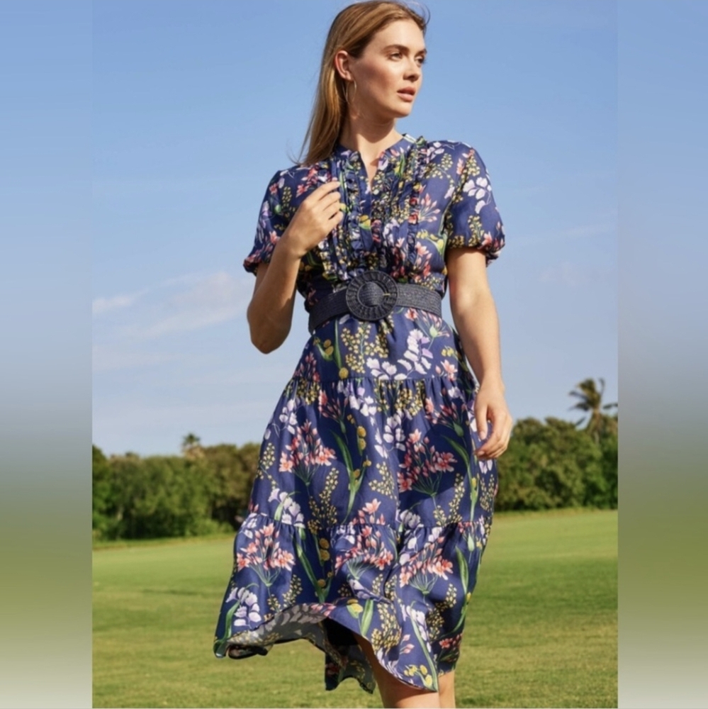 J.Mclaughlin Harper Silk Short Sleeve Dress